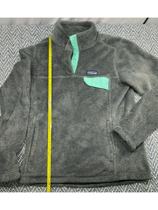 Patagonia Jackets & Blazers - Patagonia Women's Re-Tool Snap-T Fleece Pullover Gray Mint Green Accent Medium